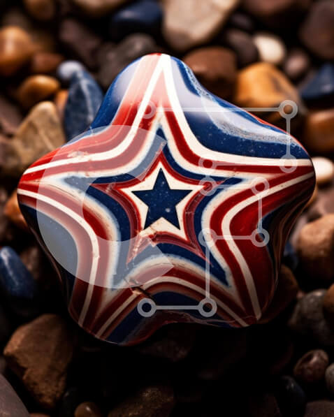 Intra Συλλεκτικό Ξύλινο Παζλ Plywood  4mm - Κόκκινο, λευκό και μπλε βράχο διακόσμηση σε σχήμα αστεριού Σε Ξύλινο Κουτί - Διαστάσεις Puzzle: 10x10 cm – 25 κομμάτια