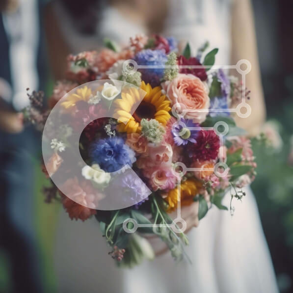 Intra Συλλεκτικό Ξύλινο Παζλ Plywood  4mm - Πολύχρωμη γαμήλια ανθοδέσμη για τη νύφη Σε Ξύλινο Κουτί - Διαστάσεις: 10x10 cm – 25 κομμάτια