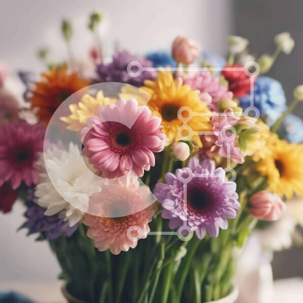 Intra Συλλεκτικό Ξύλινο Παζλ Plywood  4mm - Πολύχρωμο βάζο με μαργαρίτες, γαρύφαλλα και ζέρμπερες Σε Ξύλινο Κουτί - Διαστάσεις: 10x10 cm – 25 κομμάτια