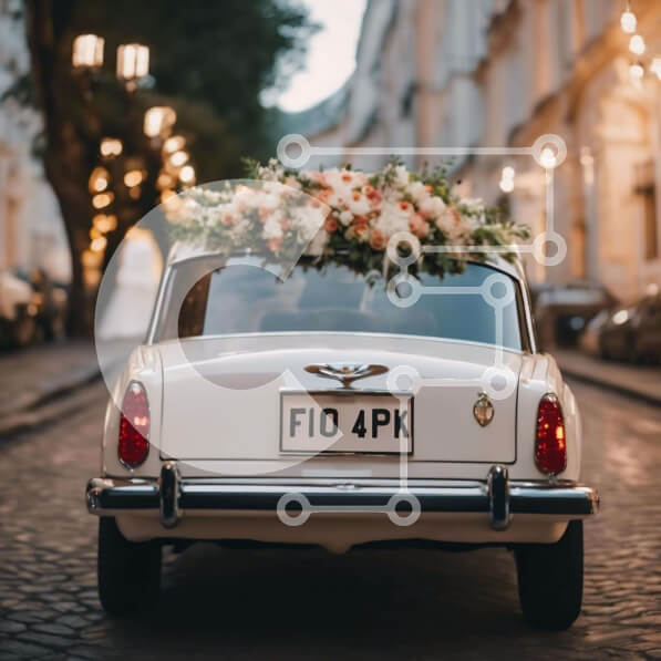 Intra Συλλεκτικό Ξύλινο Παζλ Plywood  4mm - Vintage αυτοκίνητο διακοσμημένο με λουλούδια σε έναν λιθόστρωτο δρόμο Σε Ξύλινο Κουτί - Διαστάσεις Puzzle: 10x10 cm – 25 κομμάτια