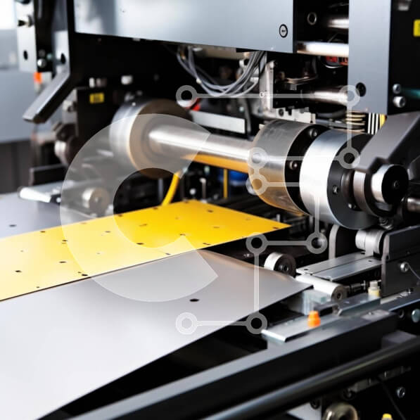 Intra Συλλεκτικό Ξύλινο Παζλ Plywood  4mm - Βιομηχανική σκηνή με κίτρινο φύλλο χαρτιού και κοπτική μηχανή Σε Ξύλινο Κουτί - Διαστάσεις Puzzle: 10x10 cm – 25 κομμάτια