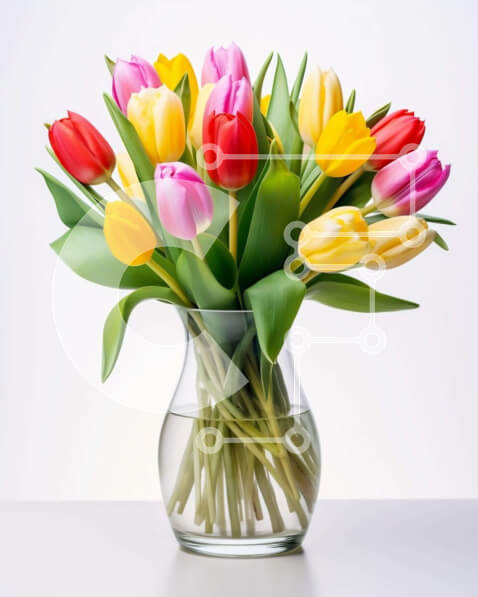 Intra Συλλεκτικό Ξύλινο Παζλ Plywood  4mm - Διαυγές βάζο με πολύχρωμες τουλίπες Σε Ξύλινο Κουτί - Διαστάσεις: 10x10 cm – 25 κομμάτια