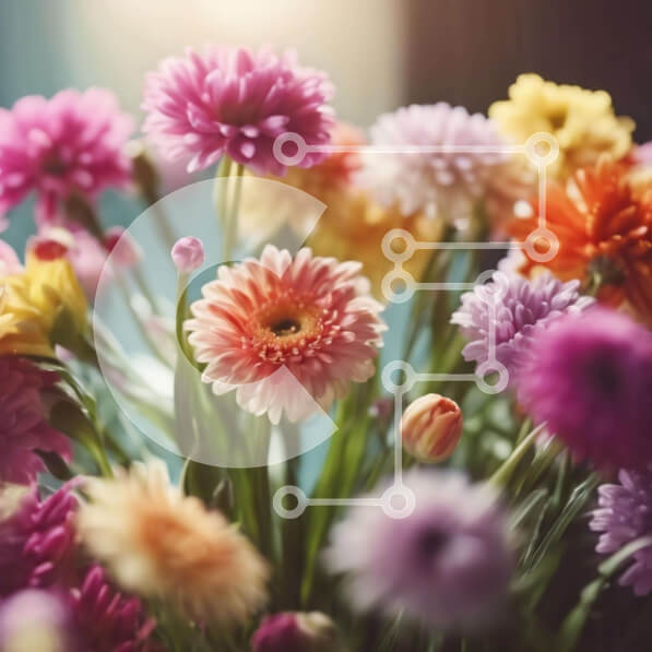 Intra Συλλεκτικό Ξύλινο Παζλ Plywood  4mm - Ζωντανό μπουκέτο από μαργαρίτες, χρυσάνθεμα και ασφόδελους Σε Ξύλινο Κουτί - Διαστάσεις: 10x10 cm – 25 κομμάτια