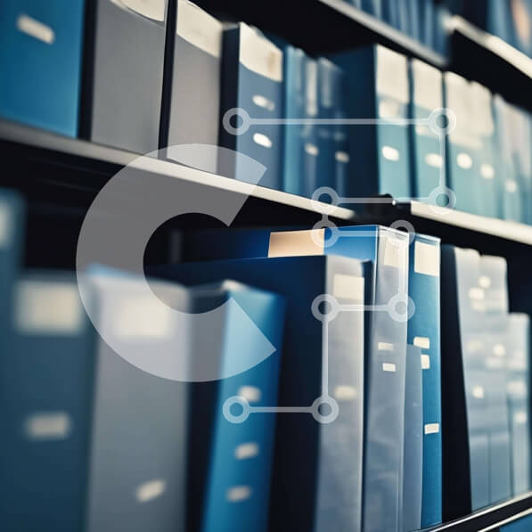 Intra Συλλεκτικό Ξύλινο Παζλ Plywood  4mm - Μπλε συνδετικά και φάκελοι στα ράφια Σε Ξύλινο Κουτί - Διαστάσεις: 10x10 cm – 25 κομμάτια