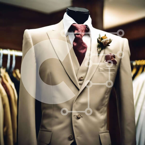 Σετ των 2 Intra Συλλεκτικό Ξύλινο Παζλ Plywood  4mm - Μαύρο κοστούμι με πορτοκαλί γραβάτα και κόκκινο τετράγωνο τσέπης στην οθόνη Σε Ξύλινο Κουτί - Διαστάσεις: 10x10 cm – 25 κομμάτια