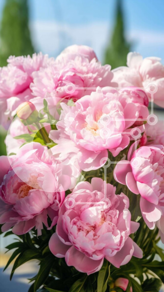 Σετ των 2 Intra Συλλεκτικό Ξύλινο Παζλ Plywood  4mm - Ροζ λουλούδια και παιώνιες σε βάζο Σε Ξύλινο Κουτί - Διαστάσεις: 10x10 cm – 25 κομμάτια