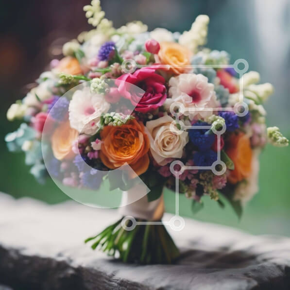 Intra Συλλεκτικό Ξύλινο Παζλ Plywood  4mm - Πολύχρωμο μπουκέτο λουλουδιών σε πέτρινο τοίχο Σε Ξύλινο Κουτί - Διαστάσεις: 10x10 cm – 25 κομμάτια