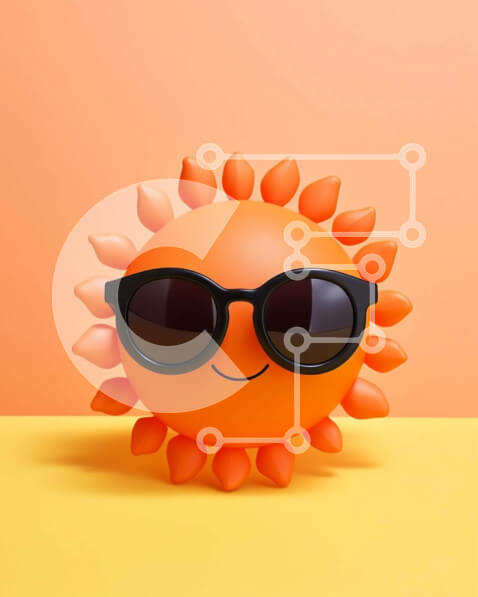 Intra Συλλεκτικό Ξύλινο Παζλ Plywood  4mm - Χαρούμενο πορτοκαλί ηλιακό παιχνίδι με γυαλιά ηλίου Σε Ξύλινο Κουτί - Διαστάσεις: 10x10 cm – 25 κομμάτια