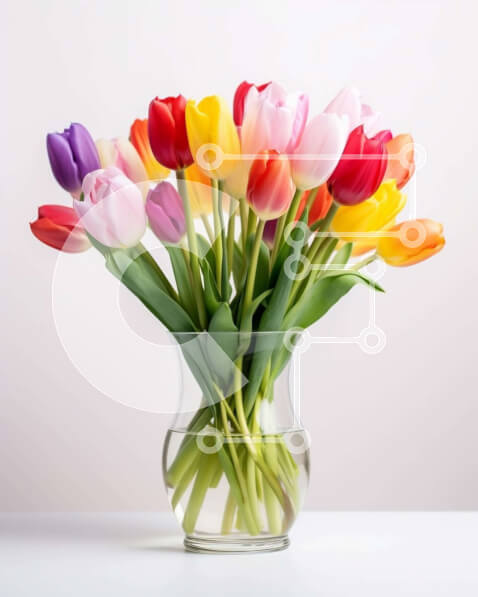 Intra Συλλεκτικό Ξύλινο Παζλ Plywood  4mm - Πολύχρωμες τουλίπες σε διάφανο βάζο Σε Ξύλινο Κουτί - Διαστάσεις: 10x10 cm – 25 κομμάτια