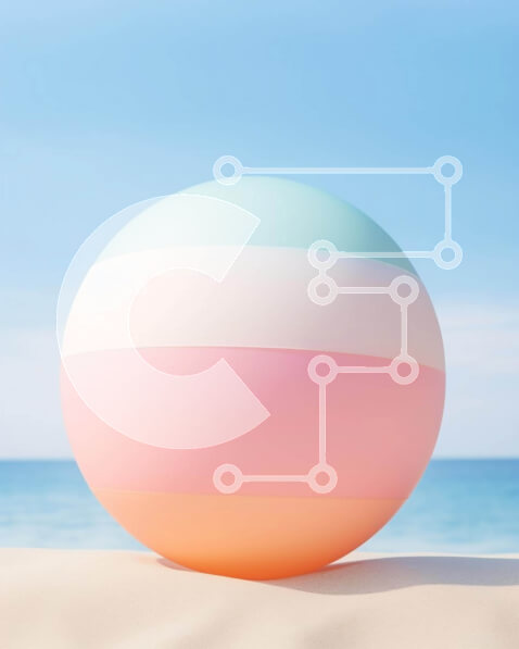 Intra Συλλεκτικό Ξύλινο Παζλ Plywood  4mm - Πολύχρωμο Beach Ball δίπλα στον ωκεανό Σε Ξύλινο Κουτί - Διαστάσεις Puzzle: 10x10 cm – 25 κομμάτια