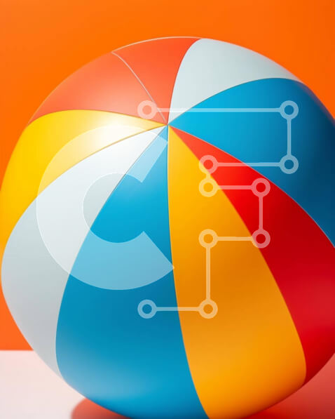 Intra Συλλεκτικό Ξύλινο Παζλ Plywood  4mm - Πολύχρωμη μπάλα παραλίας σε πορτοκαλί φόντο Σε Ξύλινο Κουτί - Διαστάσεις Puzzle: 10x10 cm – 25 κομμάτια