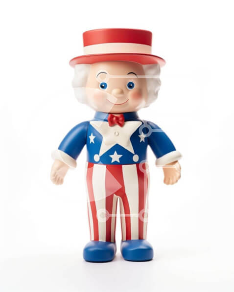 Intra Συλλεκτικό Ξύλινο Παζλ Plywood  4mm - Φιγούρα παιχνιδιού με πουκάμισο αμερικανικής σημαίας για τον εορτασμό της 4ης Ιουλίου Σε Ξύλινο Κουτί - Διαστάσεις Puzzle: 10x10 cm – 25 κομμάτια