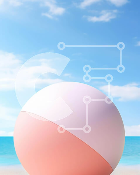 Intra Συλλεκτικό Ξύλινο Παζλ Plywood  4mm - Ζωντανή σκηνή παραλίας με ροζ και λευκή μπάλα παραλίας Σε Ξύλινο Κουτί - Διαστάσεις Puzzle: 10x10 cm – 25 κομμάτια