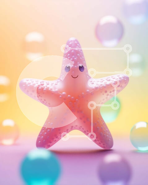 Intra Συλλεκτικό Ξύλινο Παζλ Plywood  4mm - Ροζ παιχνίδι αστερίας με πολύχρωμες φυσαλίδες Σε Ξύλινο Κουτί - Διαστάσεις: 10x10 cm – 25 κομμάτια