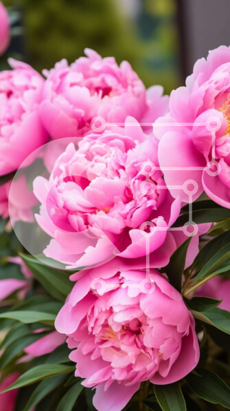 Σετ των 2 Intra Συλλεκτικό Ξύλινο Παζλ Plywood  4mm - Ροζ παιώνιες που ανθίζουν σε εξωτερικούς χώρους Σε Ξύλινο Κουτί - Διαστάσεις: 10x10 cm – 25 κομμάτια