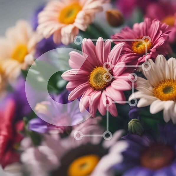 Intra Συλλεκτικό Ξύλινο Παζλ Plywood  4mm - Ζωντανό μπουκέτο λουλουδιών με μαργαρίτες, τριαντάφυλλα και γαρύφαλλα Σε Ξύλινο Κουτί - Διαστάσεις: 10x10 cm – 25 κομμάτια