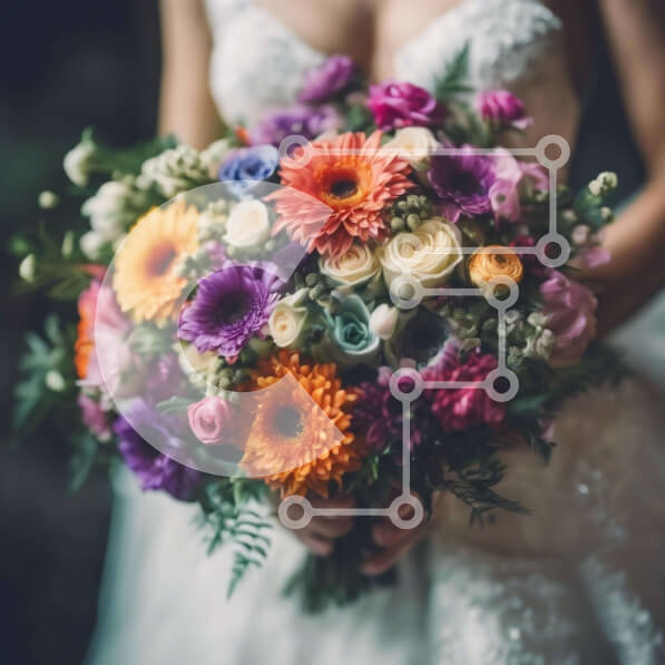 Σετ των 2 Intra Συλλεκτικό Ξύλινο Παζλ Plywood  4mm - Νύφη που κρατά πολύχρωμο μπουκέτο λουλουδιών Σε Ξύλινο Κουτί - Διαστάσεις: 10x10 cm – 25 κομμάτια