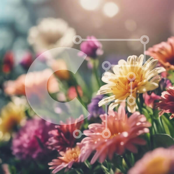 Intra Συλλεκτικό Ξύλινο Παζλ Plywood  4mm - Πολύχρωμο μπουκέτο λουλουδιών σε πρώτο πλάνο Σε Ξύλινο Κουτί - Διαστάσεις: 10x10 cm – 25 κομμάτια