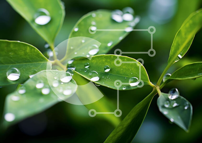 Intra Συλλεκτικό Ξύλινο Παζλ Plywood  4mm - Πράσινα φύλλα με σταγονίδια νερού Σε Ξύλινο Κουτί - Διαστάσεις: 10x10 cm – 25 κομμάτια