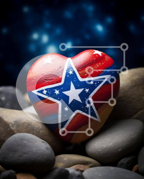 Intra Συλλεκτικό Ξύλινο Παζλ Plywood  4mm - Ροκ σε σχήμα καρδιάς με χρώματα σημαίας ΗΠΑ Σε Ξύλινο Κουτί - Διαστάσεις: 10x10 cm – 25 κομμάτια