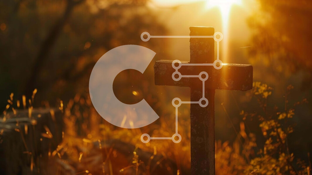 Intra Συλλεκτικό Ξύλινο Παζλ Plywood  4mm - Ξύλινος σταυρός στο ανοιχτό πεδίο στο ηλιοβασίλεμα Σε Ξύλινο Κουτί - Διαστάσεις Puzzle: 10x10 cm – 25 κομμάτια