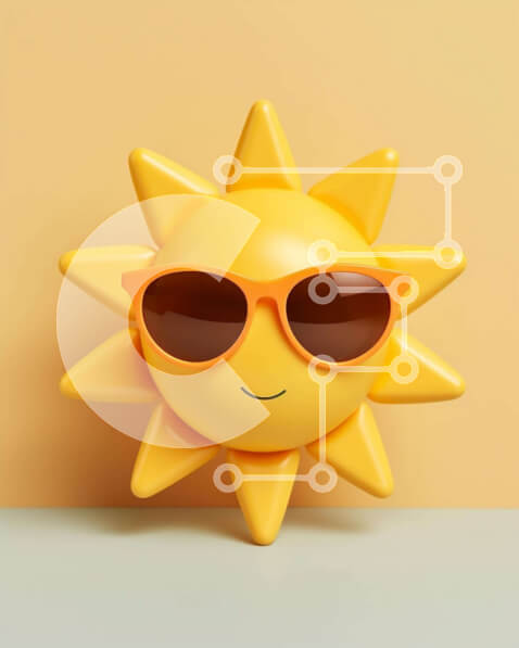 Intra Συλλεκτικό Ξύλινο Παζλ Plywood  4mm - Κίτρινο ειδώλιο ηλίου με γυαλιά ηλίου σε πορτοκαλί φόντο Σε Ξύλινο Κουτί - Διαστάσεις Puzzle: 10x10 cm – 25 κομμάτια