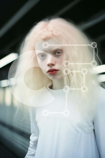 Intra Συλλεκτικό Ξύλινο Παζλ Plywood  4mm - Νεαρή γυναίκα με ροζ μαλλιά στον υπόγειο σιδηροδρομικό σταθμό Σε Ξύλινο Κουτί - Διαστάσεις Puzzle: 10x10 cm – 25 κομμάτια