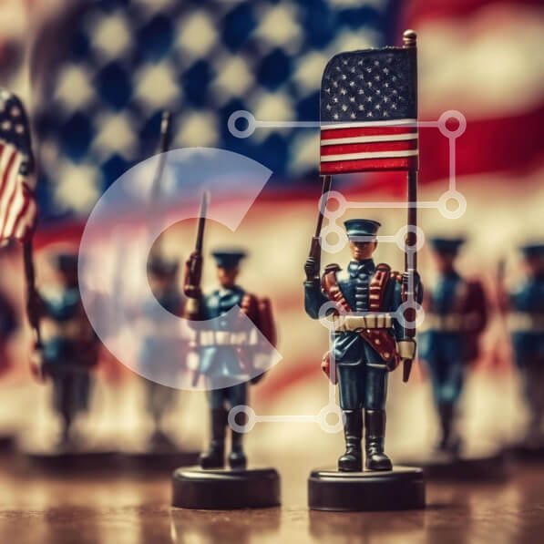 Intra Συλλεκτικό Ξύλινο Παζλ Plywood  4mm - Παιχνίδι Στρατιώτες με αμερικανική σημαία Σε Ξύλινο Κουτί - Διαστάσεις: 10x10 cm – 25 κομμάτια