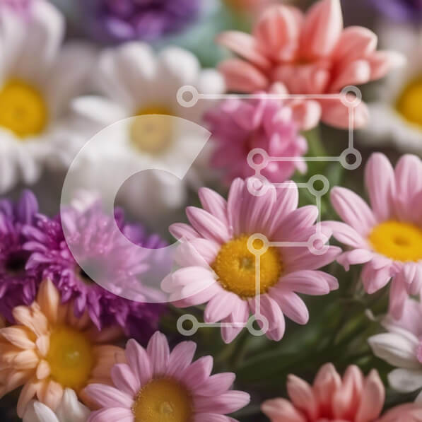 Intra Συλλεκτικό Ξύλινο Παζλ Plywood  4mm - Πολύχρωμο μπουκέτο λουλουδιών σε ροζ, μωβ και κίτρινες αποχρώσεις Σε Ξύλινο Κουτί - Διαστάσεις: 10x10 cm – 25 κομμάτια