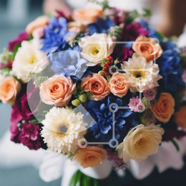 Intra Συλλεκτικό Ξύλινο Παζλ Plywood  4mm - Πολύχρωμο μπουκέτο λουλουδιών που κρατά η νύφη Σε Ξύλινο Κουτί - Διαστάσεις: 10x10 cm – 25 κομμάτια