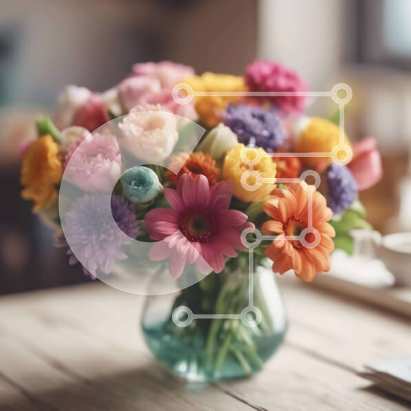 Σετ των 2 Intra Συλλεκτικό Ξύλινο Παζλ Plywood  4mm - Πολύχρωμα λουλούδια σε διαφανές γυάλινο βάζο Σε Ξύλινο Κουτί - Διαστάσεις: 10x10 cm – 25 κομμάτια