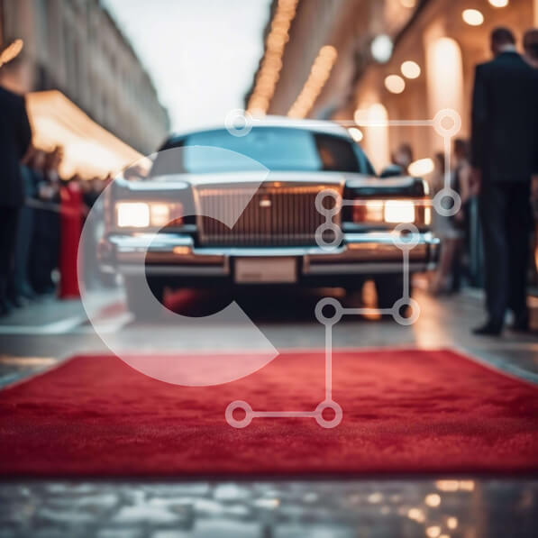 Intra Συλλεκτικό Ξύλινο Παζλ Plywood  4mm - Μαύρο αυτοκίνητο στο κόκκινο χαλί στην εκδήλωση Σε Ξύλινο Κουτί - Διαστάσεις Puzzle: 10x10 cm – 25 κομμάτια