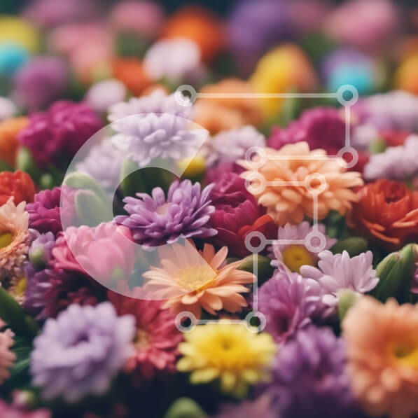 Intra Συλλεκτικό Ξύλινο Παζλ Plywood  4mm - Πολύχρωμο μπουκέτο λουλουδιών σε ροζ, μωβ, κίτρινο και πράσινο Σε Ξύλινο Κουτί - Διαστάσεις: 10x10 cm – 25 κομμάτια