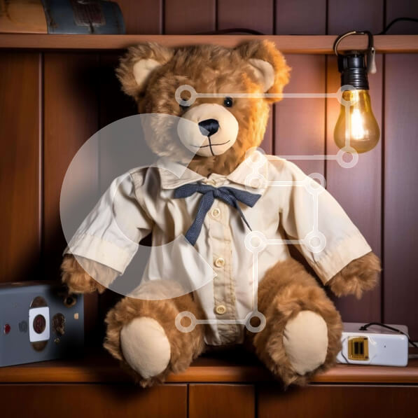 Intra Συλλεκτικό Ξύλινο Παζλ Plywood  4mm - Ζεστή σκηνή: Teddy Bear σε ράφια με λάμπα φωτός Σε Ξύλινο Κουτί - Διαστάσεις: 10x10 cm – 25 κομμάτια