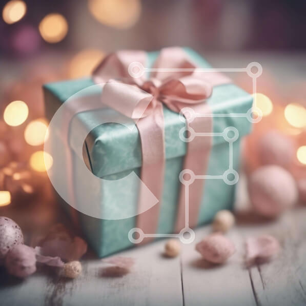 Intra Συλλεκτικό Ξύλινο Παζλ Plywood  4mm - Τυρκουάζ κουτί δώρου σε ξύλινο τραπέζι Σε Ξύλινο Κουτί - Διαστάσεις: 10x10 cm – 25 κομμάτια