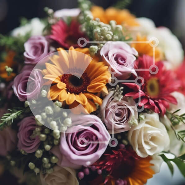 Intra Συλλεκτικό Ξύλινο Παζλ Plywood  4mm - Πολύχρωμο μπουκέτο λουλουδιών με τριαντάφυλλα, μαργαρίτες και ντάλιες Σε Ξύλινο Κουτί - Διαστάσεις: 10x10 cm – 25 κομμάτια