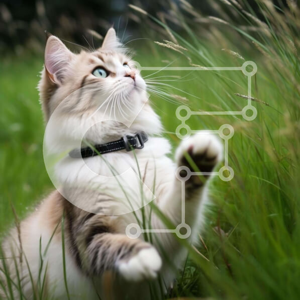 Intra Συλλεκτικό Ξύλινο Παζλ Plywood  4mm - Περίεργη γάτα στο γρασίδι που κοιτάζει τον ουρανό Σε Ξύλινο Κουτί - Διαστάσεις: 10x10 cm – 25 κομμάτια