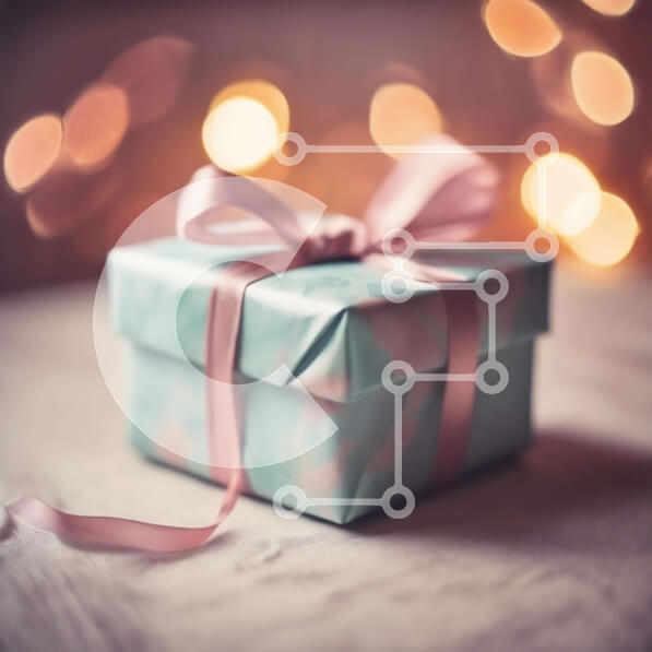 Intra Συλλεκτικό Ξύλινο Παζλ Plywood  4mm - Μπλε κουτί δώρου με ροζ κορδέλα Σε Ξύλινο Κουτί - Διαστάσεις Puzzle: 10x10 cm – 25 κομμάτια