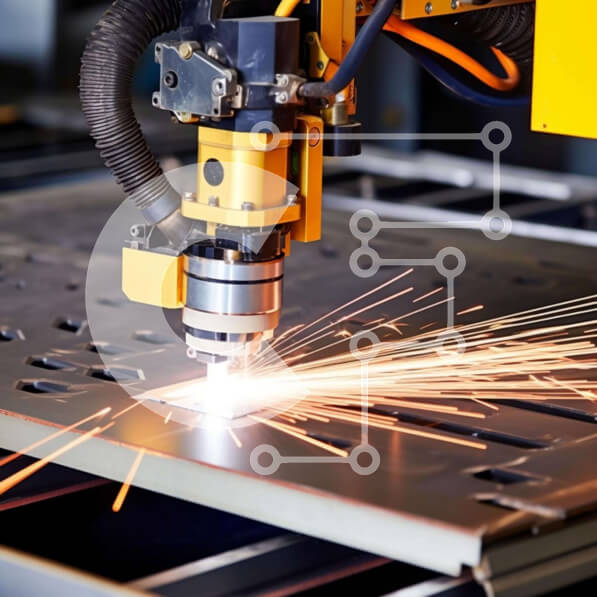 Intra Συλλεκτικό Ξύλινο Παζλ Plywood  4mm - Βιομηχανική μηχανή κοπής μετάλλων με σπινθήρες Σε Ξύλινο Κουτί - Διαστάσεις Puzzle: 10x10 cm – 25 κομμάτια