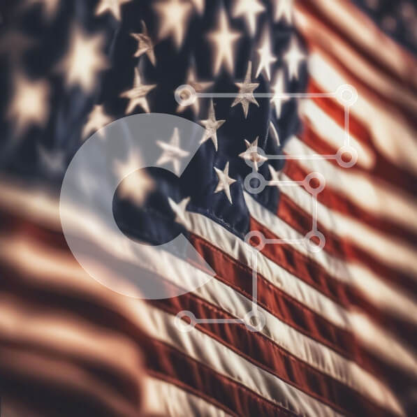 Intra Συλλεκτικό Ξύλινο Παζλ Plywood  4mm - Θολό φόντο αμερικανικής σημαίας Σε Ξύλινο Κουτί - Διαστάσεις Puzzle: 10x10 cm – 25 κομμάτια