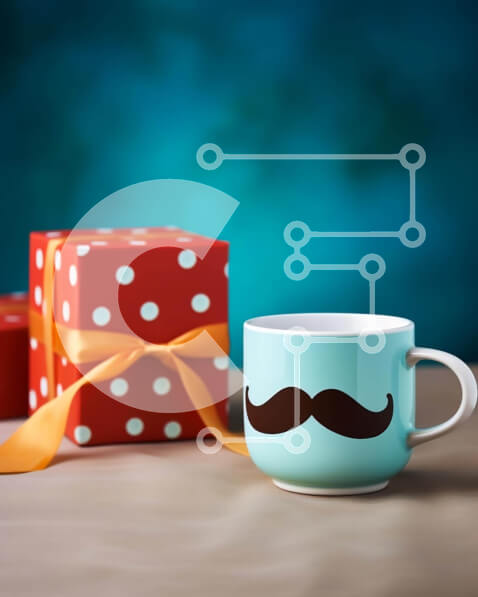 Intra Συλλεκτικό Ξύλινο Παζλ Plywood  4mm - Φλιτζάνι καφέ με σχέδιο μουστάκι και κουτιά δώρου Σε Ξύλινο Κουτί - Διαστάσεις Puzzle: 10x10 cm – 25 κομμάτια