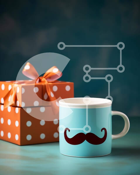 Intra Συλλεκτικό Ξύλινο Παζλ Plywood  4mm - Κούπα καφέ με μουστάκι και κουτιά δώρου Σε Ξύλινο Κουτί - Διαστάσεις: 10x10 cm – 25 κομμάτια