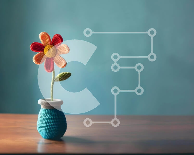 Intra Συλλεκτικό Ξύλινο Παζλ Plywood  4mm - Μικρό κροσέ βάζο λουλουδιών σε ξύλινο τραπέζι Σε Ξύλινο Κουτί - Διαστάσεις: 10x10 cm – 25 κομμάτια