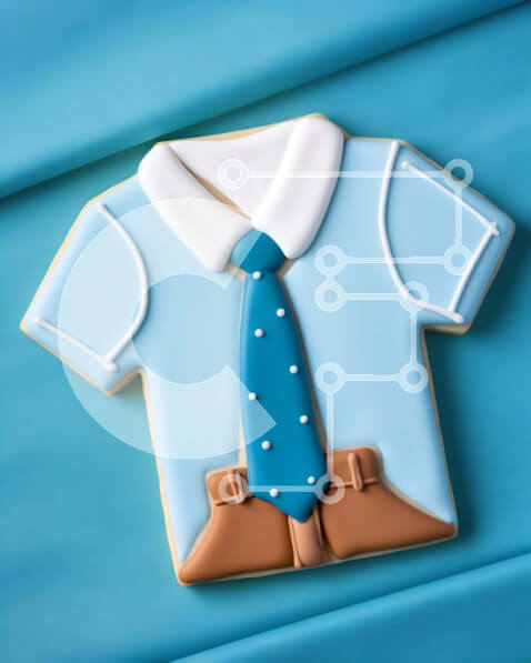 Σετ των 2 Intra Συλλεκτικό Ξύλινο Παζλ Plywood  4mm - Μπισκότο ζάχαρης με μπλε πουκάμισο και διακόσμηση γραβάτα Σε Ξύλινο Κουτί - Διαστάσεις: 10x10 cm – 25 κομμάτια