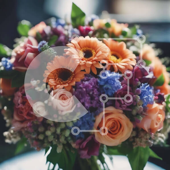 Intra Συλλεκτικό Ξύλινο Παζλ Plywood  4mm - Ζωντανό μπουκέτο λουλουδιών με τριαντάφυλλα, μαργαρίτες, γαρίφαλα, ορχιδέες και κρίνους Σε Ξύλινο Κουτί - Διαστάσεις: 10x10 cm – 25 κομμάτια