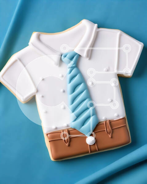 Σετ των 2 Intra Συλλεκτικό Ξύλινο Παζλ Plywood  4mm - Λευκό πουκάμισο και Μπισκότο Γραβάτα με Φοντάν διακόσμηση Σε Ξύλινο Κουτί - Διαστάσεις: 10x10 cm – 25 κομμάτια