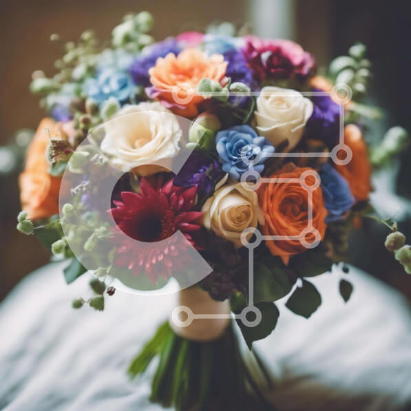 Intra Συλλεκτικό Ξύλινο Παζλ Plywood  4mm - Ζωντανό μπουκέτο με πολύχρωμα λουλούδια στο κρεβάτι Σε Ξύλινο Κουτί - Διαστάσεις: 10x10 cm – 25 κομμάτια