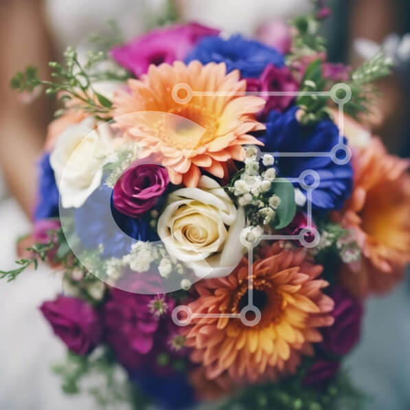 Σετ των 2 Intra Συλλεκτικό Ξύλινο Παζλ Plywood  4mm - Πολύχρωμη γαμήλια ανθοδέσμη με τριαντάφυλλα και παιώνιες Σε Ξύλινο Κουτί - Διαστάσεις: 10x10 cm – 25 κομμάτια