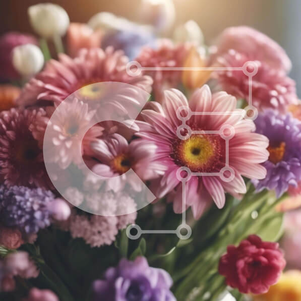 Intra Συλλεκτικό Ξύλινο Παζλ Plywood  4mm - Μπουκέτο με ροζ, μωβ και λευκά λουλούδια σε ανοιχτό βάζο Σε Ξύλινο Κουτί - Διαστάσεις: 10x10 cm – 25 κομμάτια