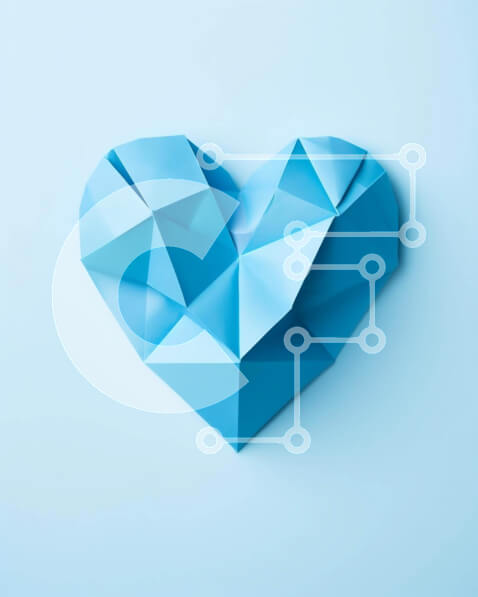 Intra Συλλεκτικό Ξύλινο Παζλ Plywood  4mm - Μπλε καρδιά Origami σε γαλάζιο φόντο Σε Ξύλινο Κουτί - Διαστάσεις Puzzle: 10x10 cm – 25 κομμάτια